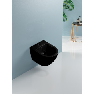 CERANO Keramický závěsný bidet Fizo černá lesklá 36x37x49 cm CER-417398