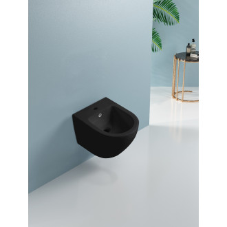 CERANO Keramický závěsný bidet Fizo černá matná 36x37x49 cm CER-417404