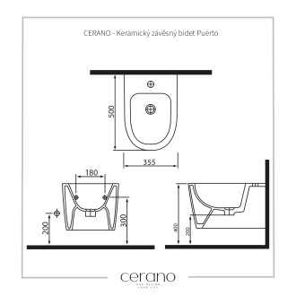 CERANO Keramický závěsný bidet Puerto bílá lesklá 35x50 cm CER-425599