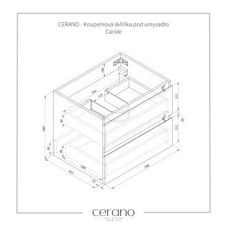 CERANO Koupelnová skříňka Carole+keram. umyvadlo Todo bílá matná 60x49,8x46cm CER-476288