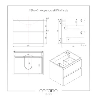 CERANO Koupelnová skříňka Carole s deskou pod umyvadlo bílá matná 60x49,8x46 cm CER-476291