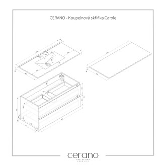 CERANO Koupelnová skříňka Carole s deskou pod umyvadlo přírodní 100x49,8x46 cm CER-476405