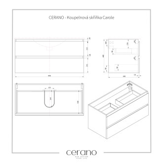 CERANO Koupelnová skříňka Carole s deskou pod umyvadlo přírodní 100x49,8x46 cm CER-476405