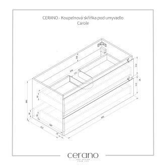 CERANO Koupelnová skříňka pod umyvadlo Carole přírodní 100x49,8x46 cm CER-431587