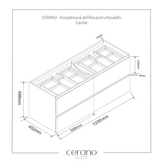 CERANO Koupelnová skříňka pod umyvadlo Carole přírodní 120x49,8x45,2 cm CER-431590