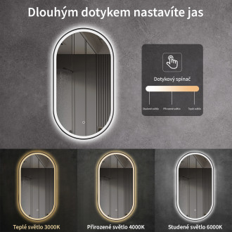 CERANO Koupelnové LED zrcadlo Alto, kovový rám černá matná 55x100 cm CER-NT8144G-55X100