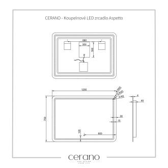 CERANO Koupelnové LED zrcadlo Aspetto 120x70 cm CER-429355