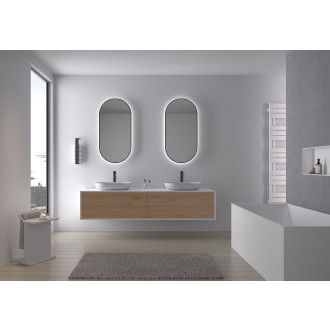 CERANO Koupelnové LED zrcadlo Balzo, kovový rám černá matná 55x100 cm CER-NT8144H-55X100