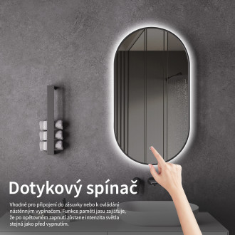 CERANO Koupelnové LED zrcadlo Balzo, kovový rám černá matná 55x100 cm CER-NT8144H-55X100