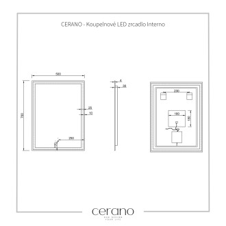 CERANO Koupelnové LED zrcadlo Interno 50x70 cm CER-429358