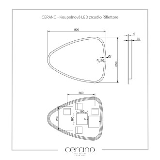 CERANO Koupelnové LED zrcadlo Riflettore 80x65 cm CER-429322