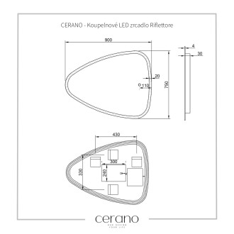 CERANO Koupelnové LED zrcadlo Riflettore 90x75 cm CER-429328