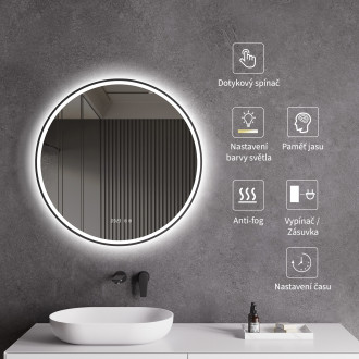 CERANO Koupelnové LED zrcadlo Rivo, kovový rám černá matná 60 cm CER-NT8232A60