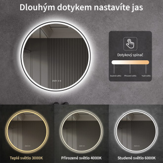 CERANO Koupelnové LED zrcadlo Rivo, kovový rám černá matná 60 cm CER-NT8232A60