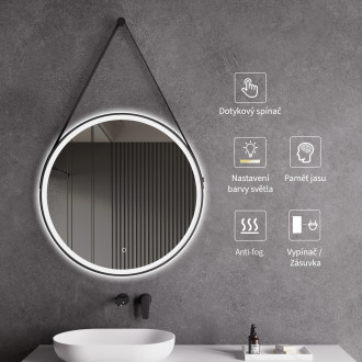CERANO Koupelnové LED zrcadlo Rotondo, kovový rám černá matná ? 60 cm CER-NT2805Y-60