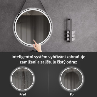 CERANO Koupelnové LED zrcadlo Rotondo, kovový rám černá matná ? 60 cm CER-NT2805Y-60