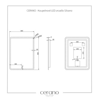 CERANO Koupelnové LED zrcadlo Silvano 80x60 cm CER-429265