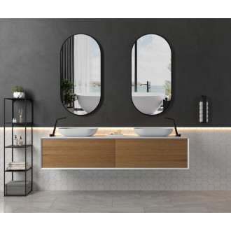 CERANO Koupelnové zrcadlo Bano, kovový rám černá matná 100x55 cm CER-NT8144-100X55