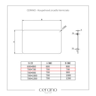 CERANO Koupelnové zrcadlo Verniciato 70x70 cm CER-429253