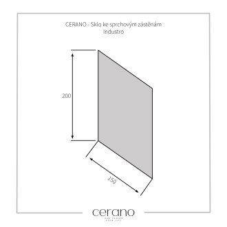 CERANO Sklo ke sprchovým zástěnám Industro L/P 8mm černý rám/transparent sklo 150x200