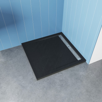 CERANO Sprchová vanička čtvercová Docia sifon+nerezový kryt černá matná 80x80cm CER-LMR88
