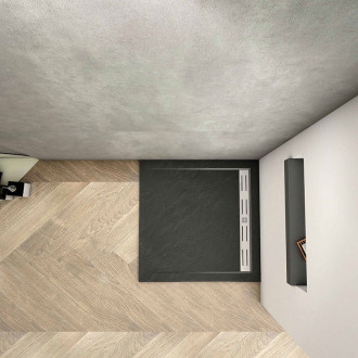 CERANO Sprchová vanička čtvercová Docia sifon+nerezový kryt černá matná 80x80cm CER-LMR88
