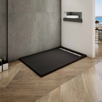 CERANO Sprchová vanička obdél.Docia sifon + nerezový kryt černá matná 140x80cm CER-LMR8014
