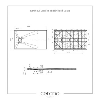 CERANO Sprchová vanička obdélníková Gusto bílá matná 120x70 cm CER-414611