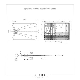 CERANO Sprchová vanička obdélníková Gusto bílá matná 120x80 cm CER-414641