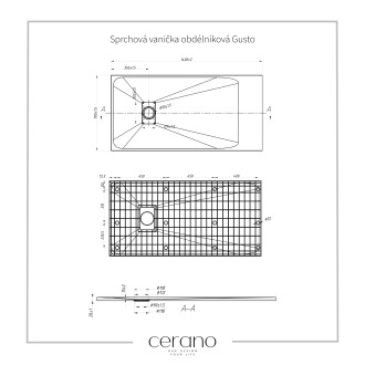 CERANO Sprchová vanička obdélníková Gusto bílá matná 140x70 cm CER-419504