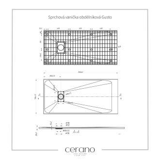 CERANO Sprchová vanička obdélníková Gusto bílá matná 150x70 cm CER-414620
