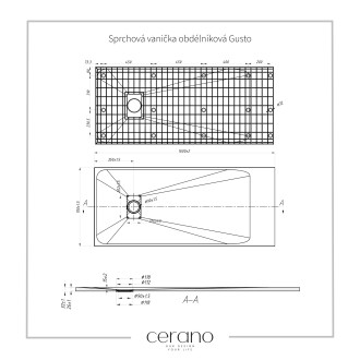 CERANO Sprchová vanička obdélníková Gusto bílá matná 160x70 cm CER-414626