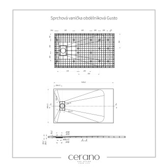 CERANO Sprchová vanička obdélníková Gusto černá matná 140x80 cm CER-414644
