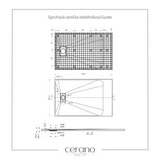 CERANO Sprchová vanička obdélníková Gusto černá matná 140x90 cm CER-414731