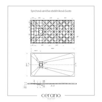 CERANO Sprchová vanička obdélníková Gusto černá matná 150x80 cm CER-414710