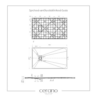 CERANO Sprchová vanička obdélníková Gusto černá matná 150x90 cm CER-414740