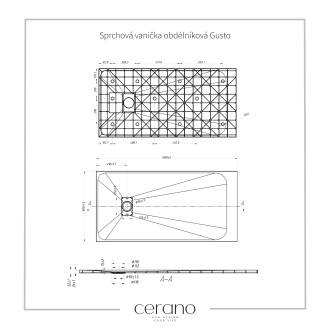 CERANO Sprchová vanička obdélníková Gusto černá matná 160x80 cm CER-414716