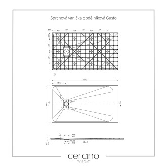 CERANO Sprchová vanička obdélníková Gusto černá matná 160x90 cm CER-414746