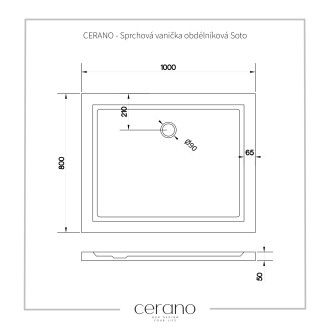 CERANO Sprchová vanička obdélníková Soto bílá lesklá 100x80 cm CER-425554