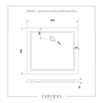 CERANO Sprchová vanička obdélníková Soto bílá lesklá 100x90 cm CER-425563