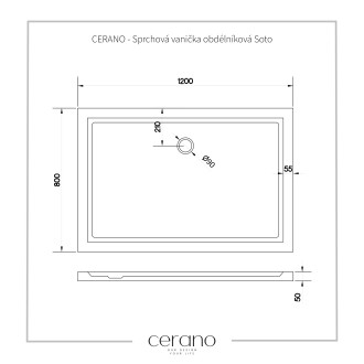 CERANO Sprchová vanička obdélníková Soto bílá lesklá 120x80 cm CER-425557