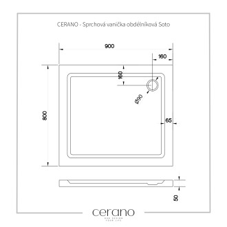 CERANO Sprchová vanička obdélníková Soto bílá lesklá 90x80 cm CER-425551