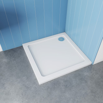 CERANO Sprchová vanička z litého mramoru čtvercová Piato bílá matná 70x70 cm CER-GSR77
