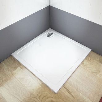 CERANO Sprchová vanička z litého mramoru čtvercová Piato bílá matná 70x70 cm CER-GSR77