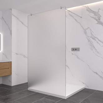 CERANO Sprchová zástěna Walk-in Onyx Duo L/P kulatá  chrom, mléčné sklo 150x200
