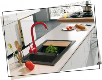 DEANTE MILIN BEU_R62M Dřezová baterie, červená