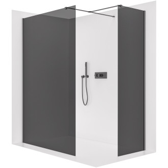 CERANO Sprchová zástěna Walk-in Onyx T L/P  černá mat, grafitové sklo 140x70