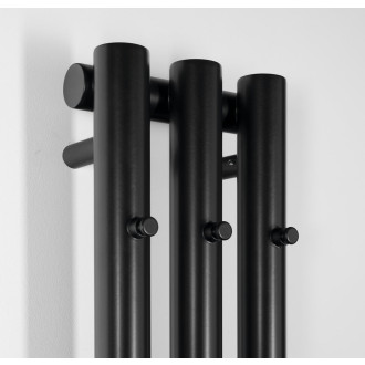 PILON otopné těleso 196x1800mm, se třemi háčky pro ručník, černá mat