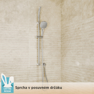 Mereo Posuvný držák sprchy s horním držákem, nerez/plast/chróm CB910F