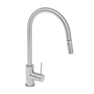 Dřezová baterie SAT Aurum s vytahovací sprškou, 2 proudy nerez SATBAUR286NRZ